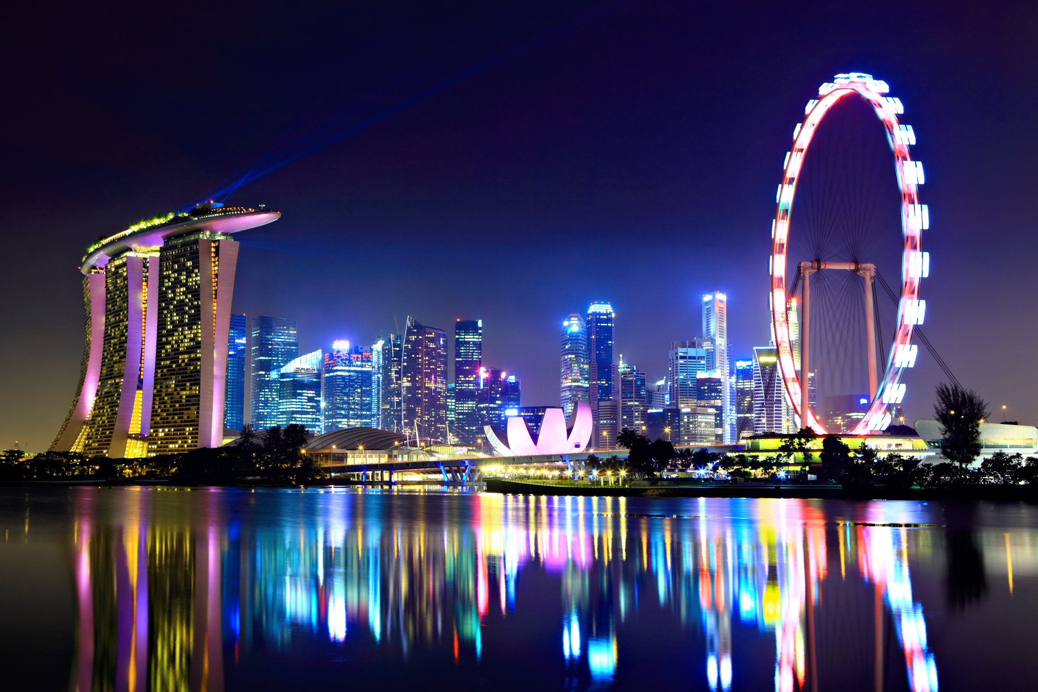 Singapore City Skyline at Night