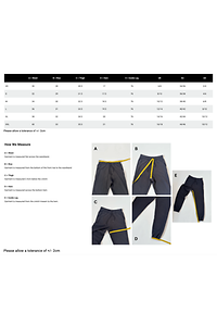 Size Guide for Pants